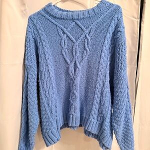 Aerie Light Blue Cable Knit Sweater